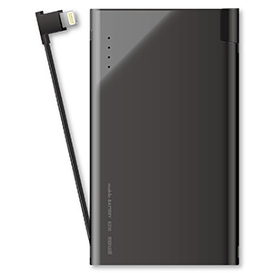 モバイル充電バッテリー ケーブル一体型 Lightningコネクタ専用 約6200mAh ブラック